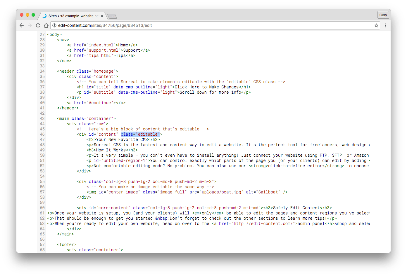 Source editor showing an editable class